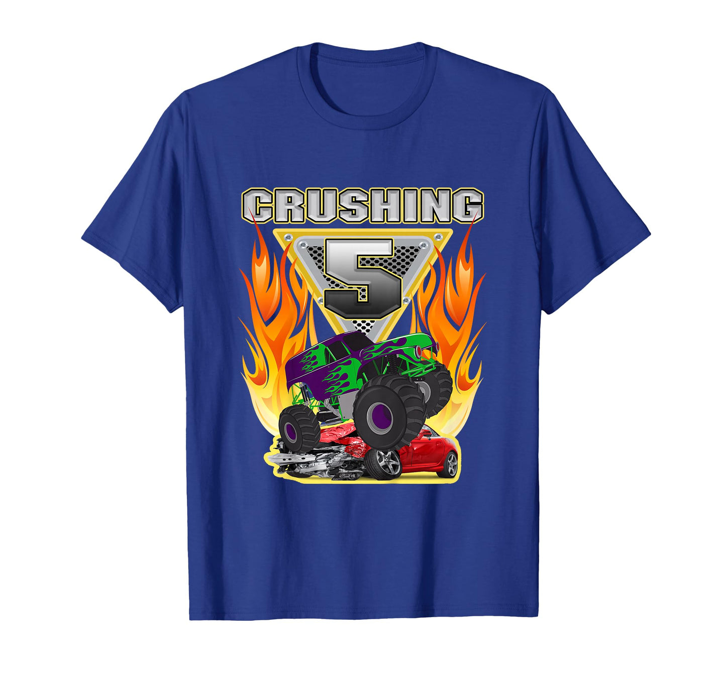 Monster Truck Crushing being 5 Five Years Old 5th Birthday T-Shirt