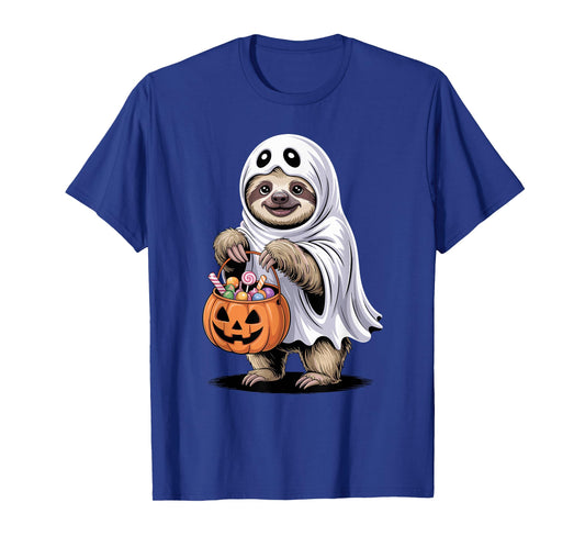 Halloween Sloth Ghost Pumpkin Trick Or Treat Candies T-Shirt