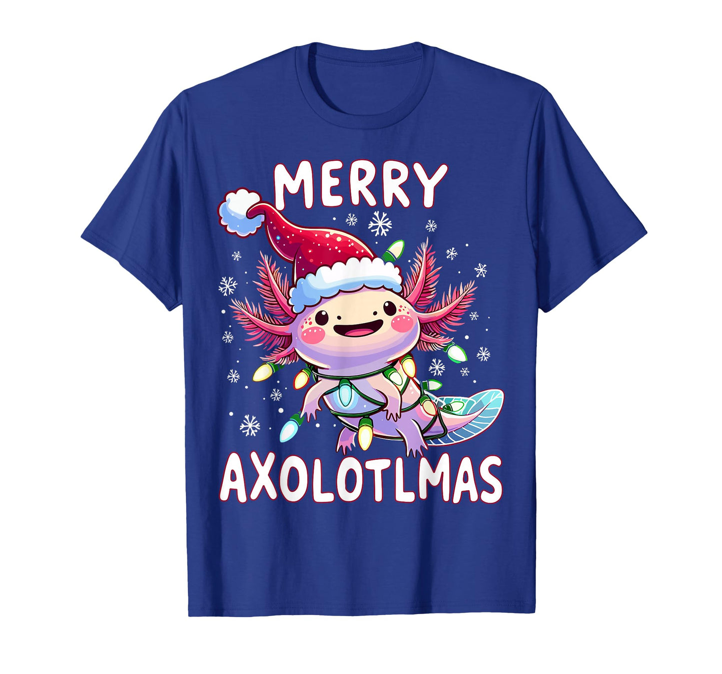 Merry Christmas Axolotl Lights Axolotlmas Tree Xmas T-Shirt