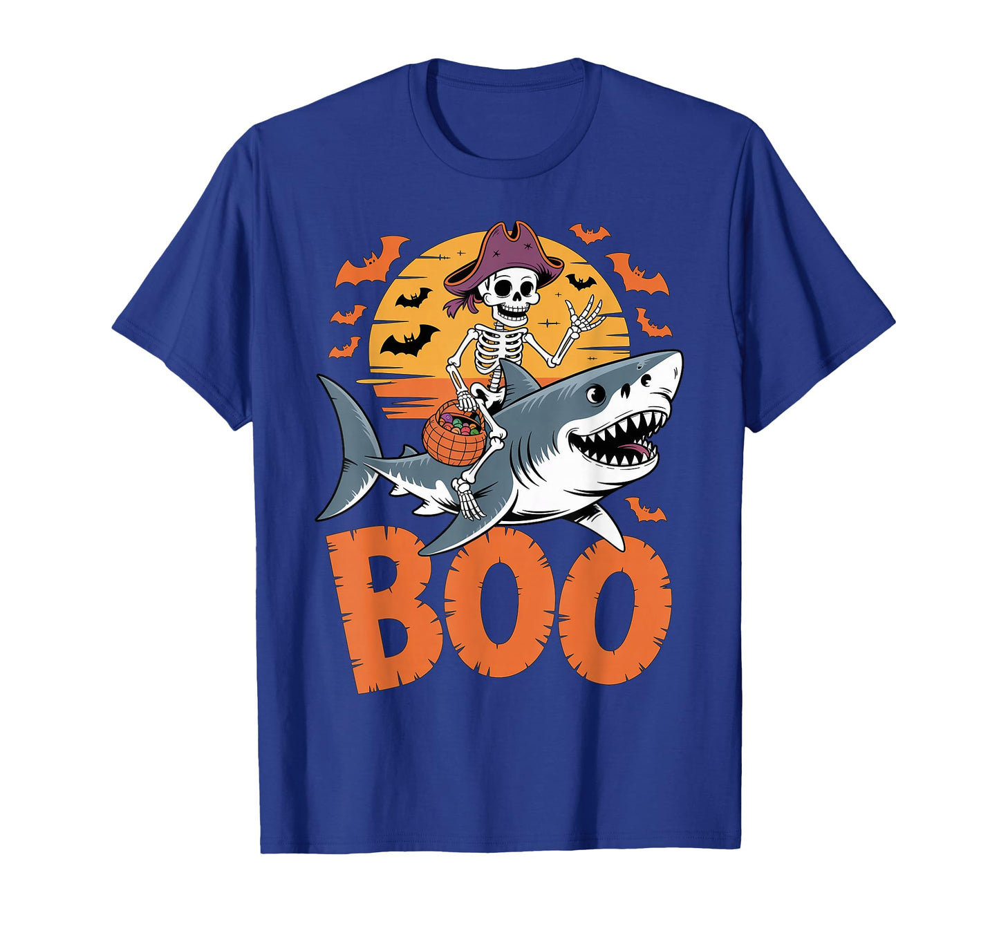 Spooky Shark Costume on Boo Great White Shark Halloween T-Shirt