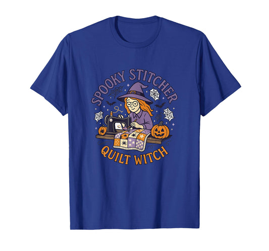 Spooky Stitcher Quilt Witch Halloween Funny Sewing Quilter T-Shirt