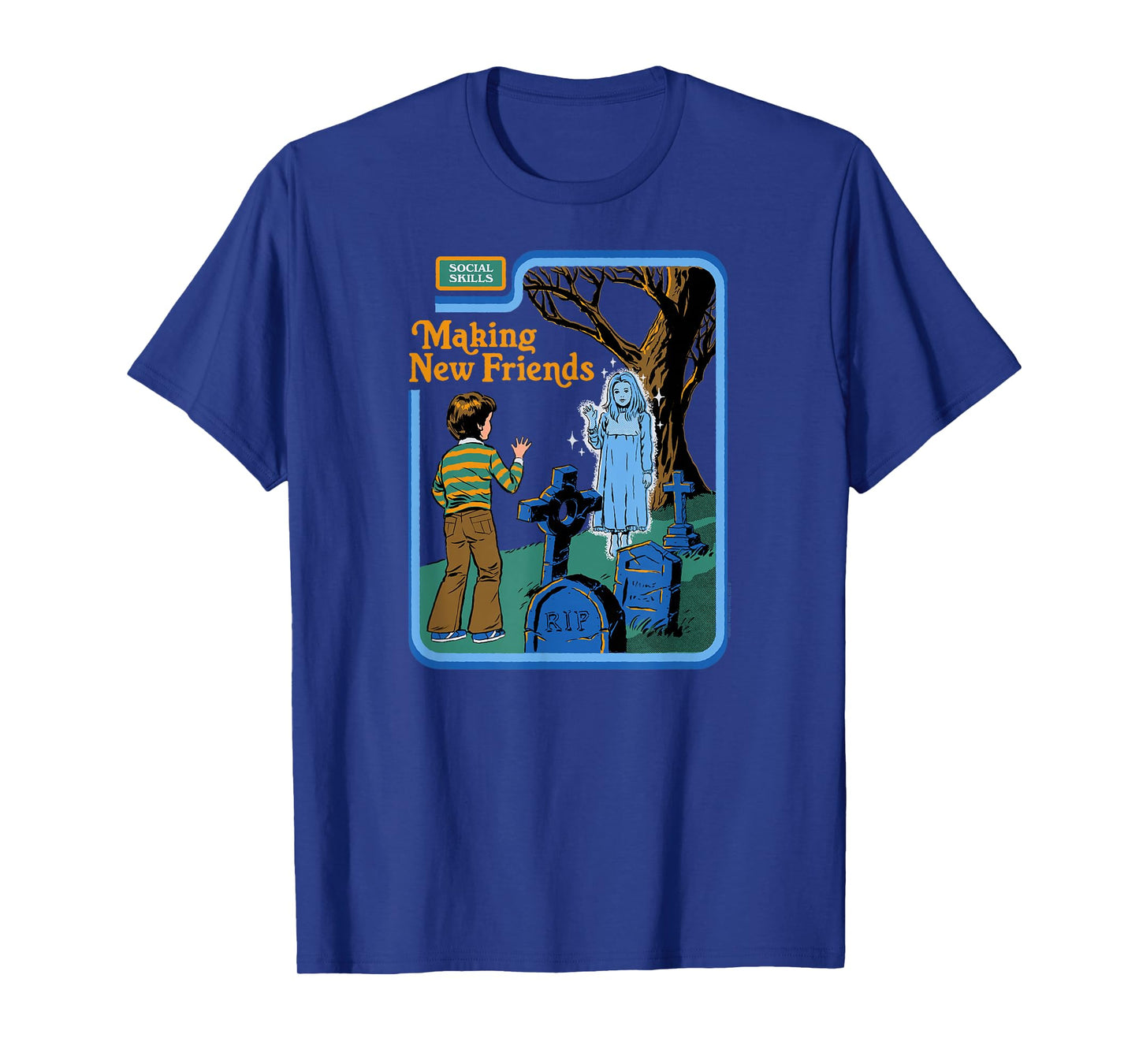 Steven Rhodes Making New Friends Ghost Retro Dark Humor T-Shirt
