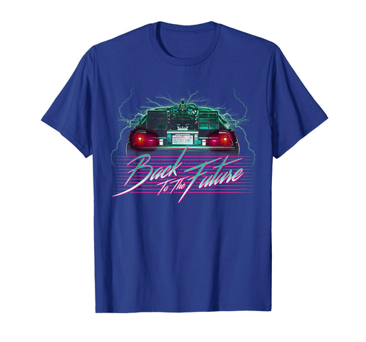 Back to The Future Delorean 80's Style Neon Graphic T-Shirt T-Shirt
