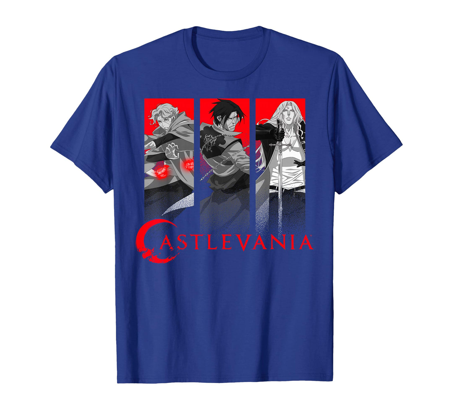 Castlevania Netflix T-Shirt, Men's Unisex Black Short Sleeve Crew Neck Classic Fit T-Shirt, Anime Themed Applique T-Shirt, Size Small