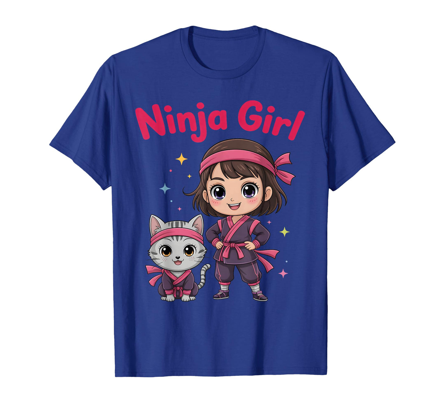 Ninja Girl & Cat Birthday Party Ninjas Warrior Costume Kids T-Shirt
