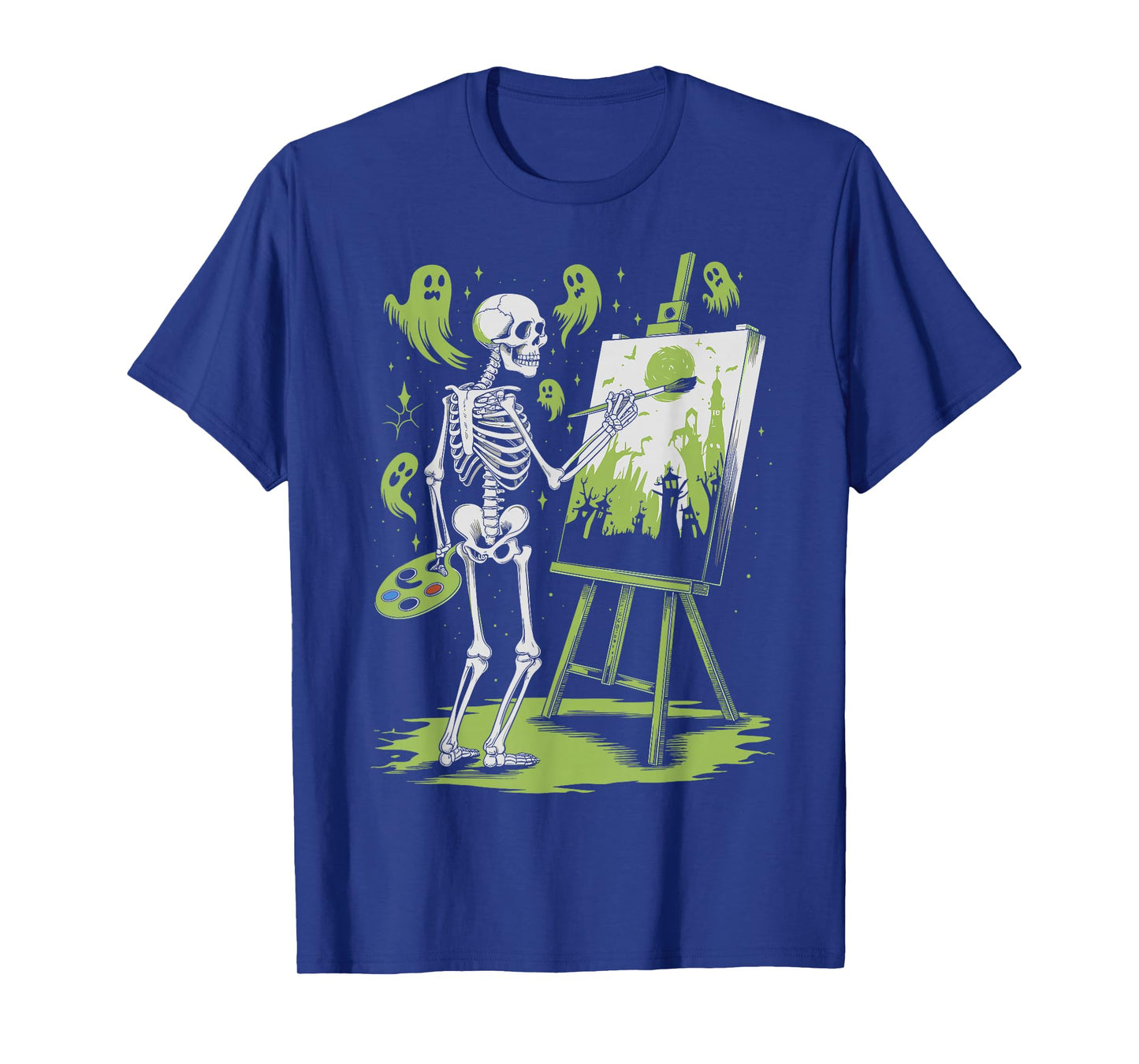 Skeleton Art Painting Lovers Spooky Halloween Artist Drawing T-Shirt
