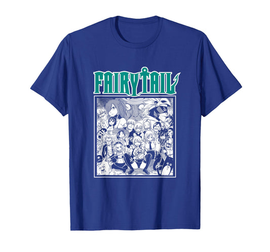 Fairy Tail Manga Black and White Group Shot T-Shirt