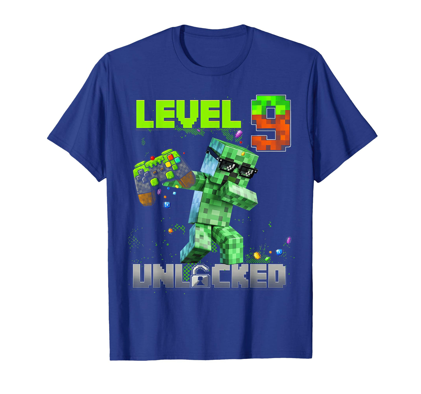 Level 9 Unlocked Funy Birthday Boy Pixel Gamer 9th Birthday T-Shirt