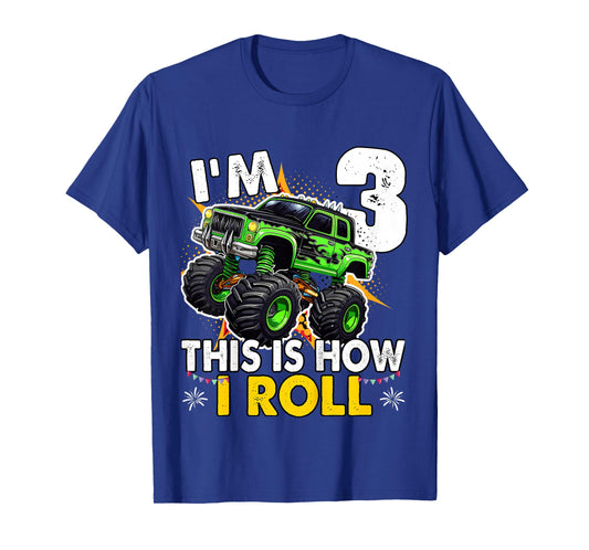 3 Year Old Monster Truck Birthday boy T-Shirt