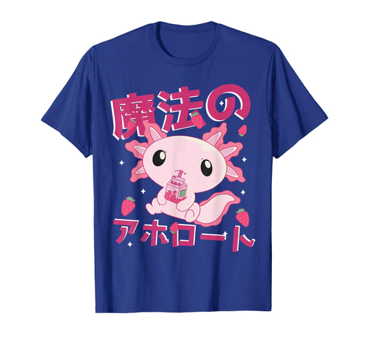 Kawaii Axolotl Strawberry Milk Shake Japanese Anime T-Shirt