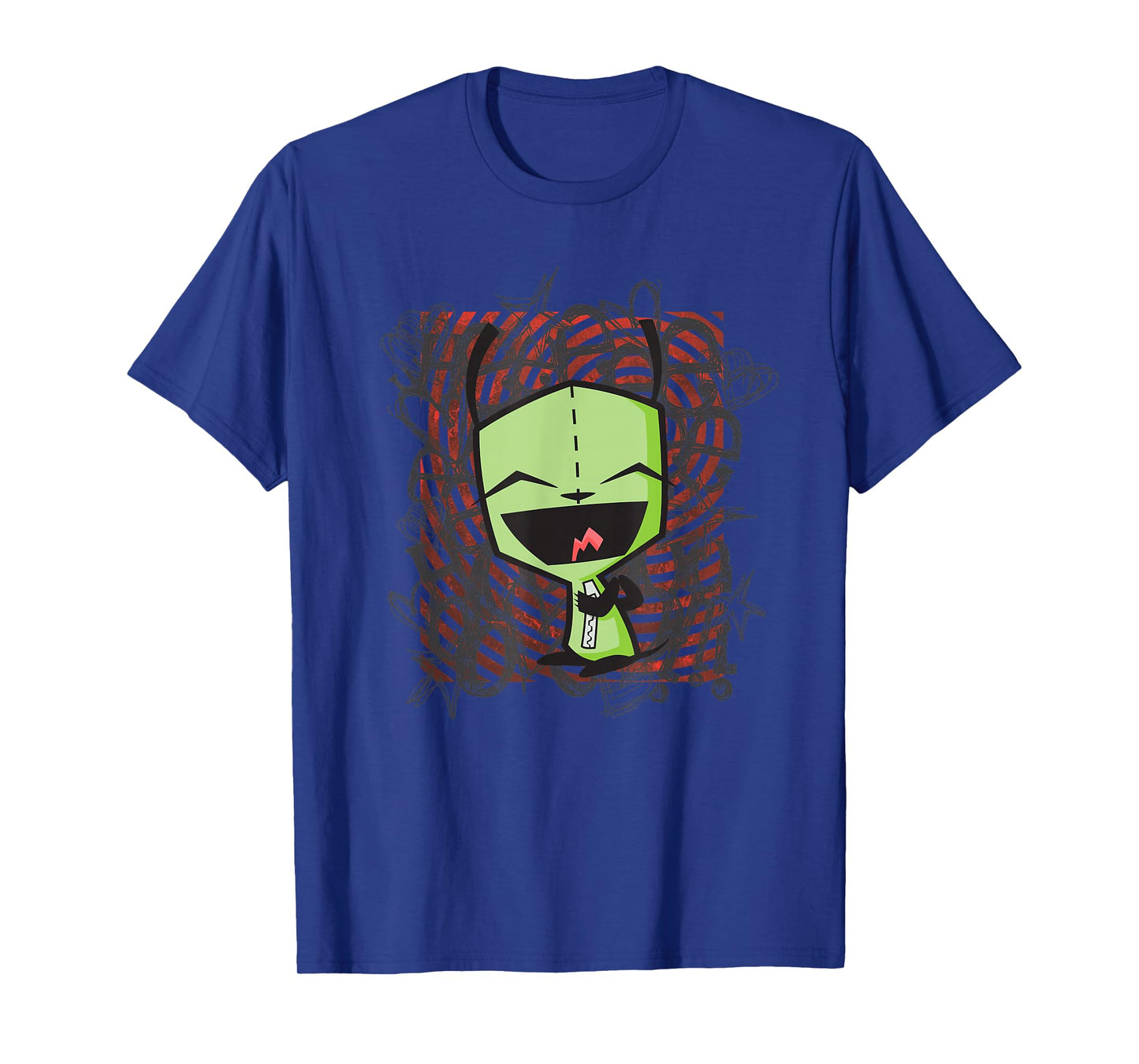 Invader Zim T-Shirt - Women's Black Cartoon Alien Applique T-Shirt - Small