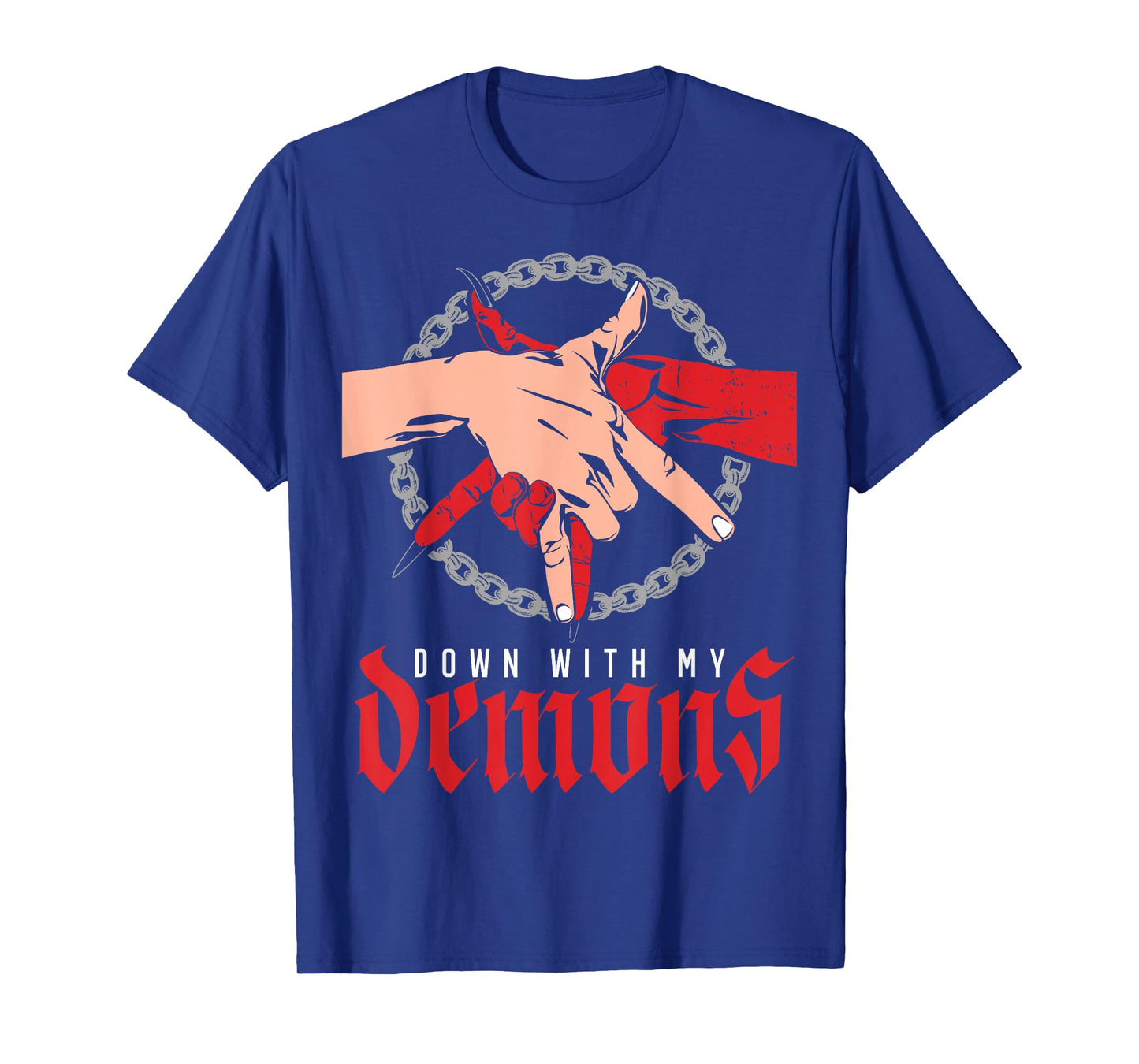 Down with My Demons Deal Handshake Aesthetic Humour Goth T-Shirt
