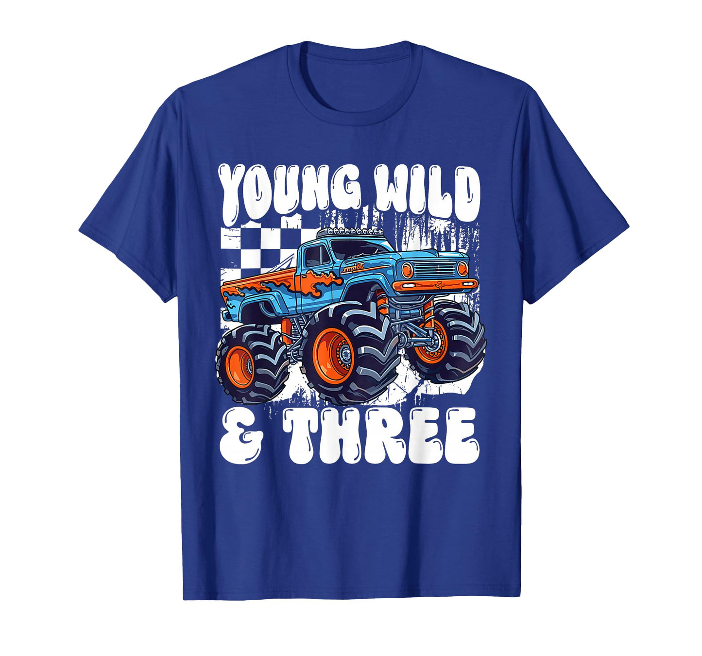 3rd Birthday Monster Truck Young Wild And Three 3 Year Old T-Shirt