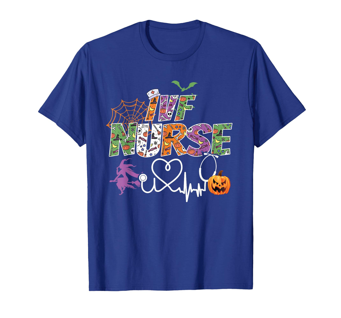 IVF Nurse Halloween Spooky Season Nursing Ghost Stethoscope T-Shirt