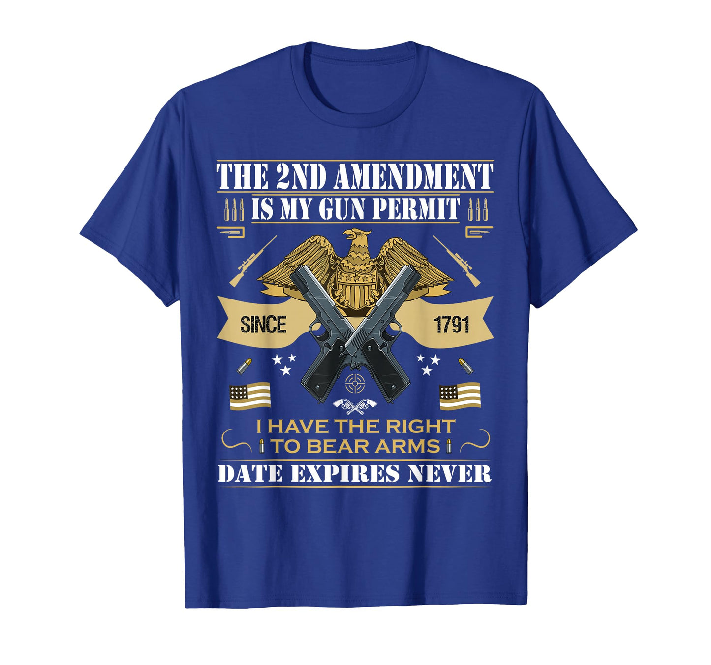 Pro Gun Second Amendment is My Gun Permit USA American Flag T-Shirt
