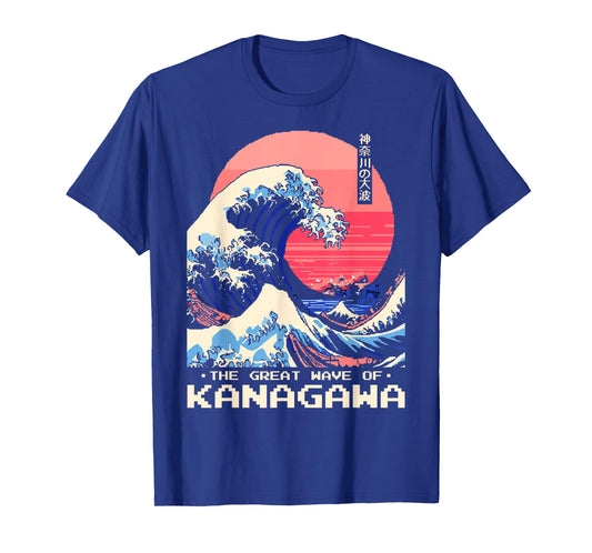 The Great Wave Kanagawa Retro 8-Bit Pixel Art Japanese T-Shirt