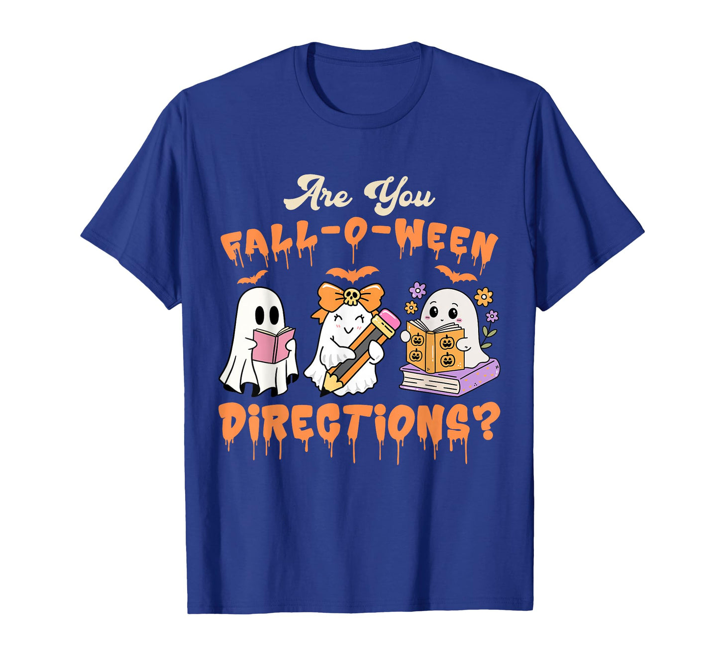 Retro are You Fall O Ween Directions Teacher Halloween Ghost T-Shirt