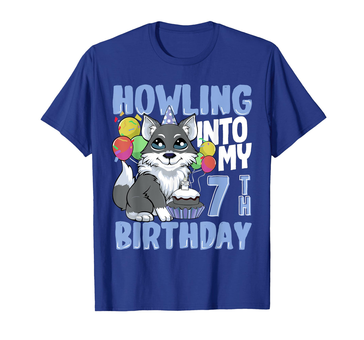 Wolf for 7 Year Old Birthday for 7th Birthday Wolf Kids Boys T-Shirt