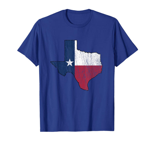 Texas Map - Worn/Distressed Design - Flag of Texas T-Shirt