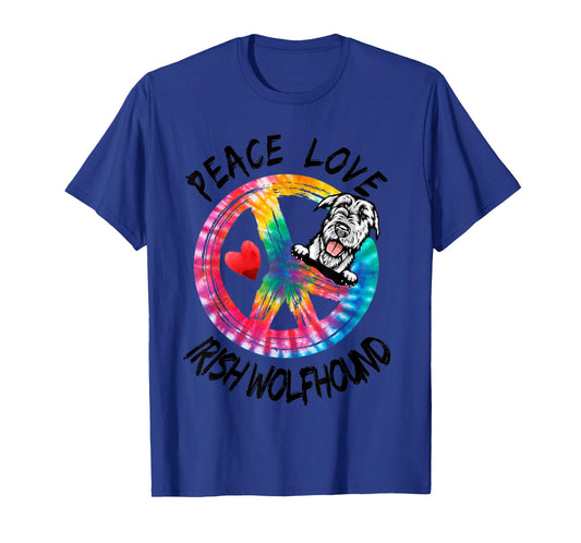 Peace Love Irish Wolfhound Tie Dye Rainbow Dog Lover Gifts T-Shirt
