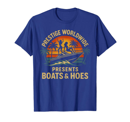 Prestige Worldwide Retro Boats and Hoes Design T-Shirt
