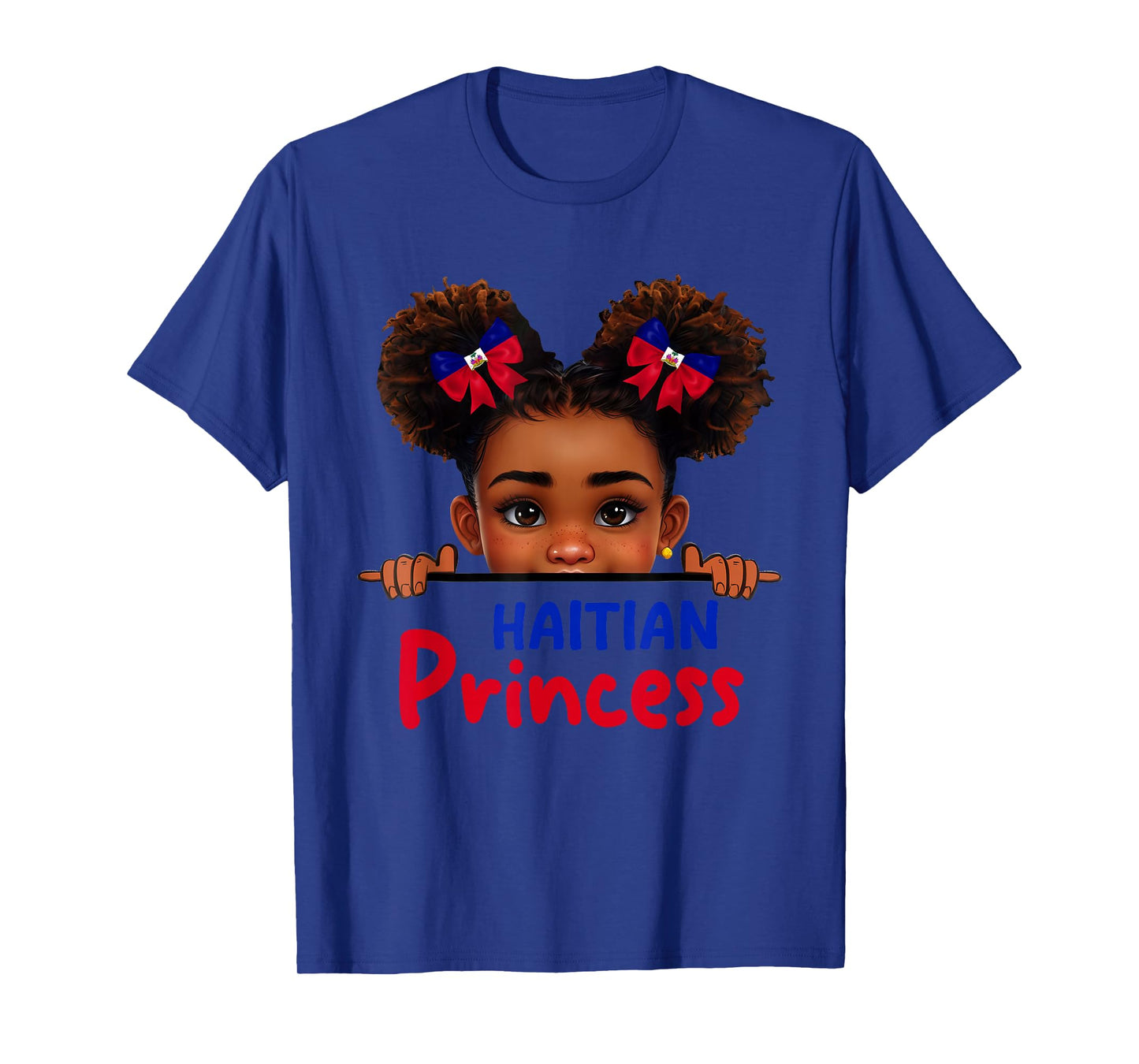 Cute Melanin Haitian Princess Haiti Flag for Girls Kids T-Shirt