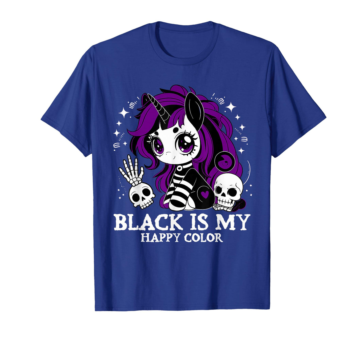 Black is My Happy Color Gothic Unicorn Emo T-Shirt