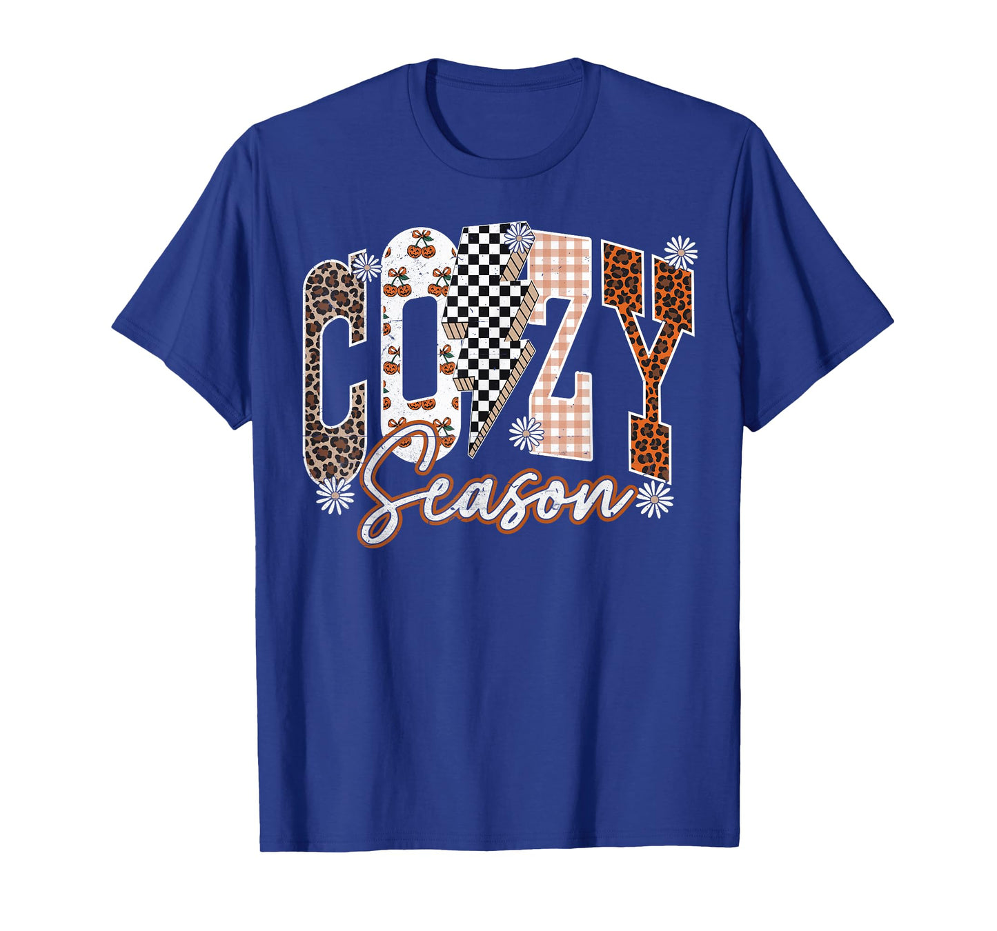 Cozy Season Retro Checkered Varsity Fall Girly Aesthetic T-Shirt