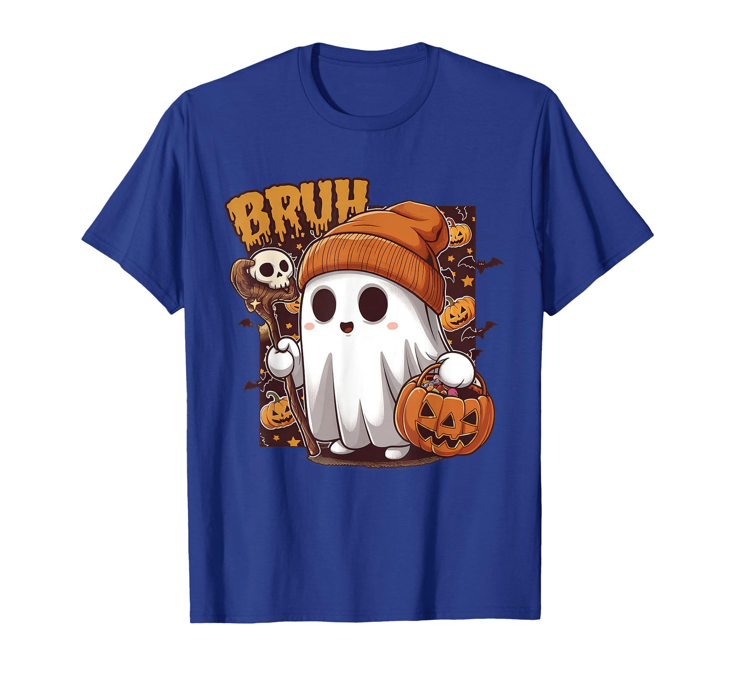 Bruh Ghost Happy Halloween Trick Or Treat Pumpkin Candy Kids T-Shirt