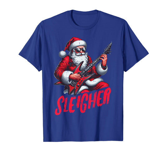 Christmas Santa Sleigher Rock Xmas Rocker Men Boys Kids Teen T-Shirt