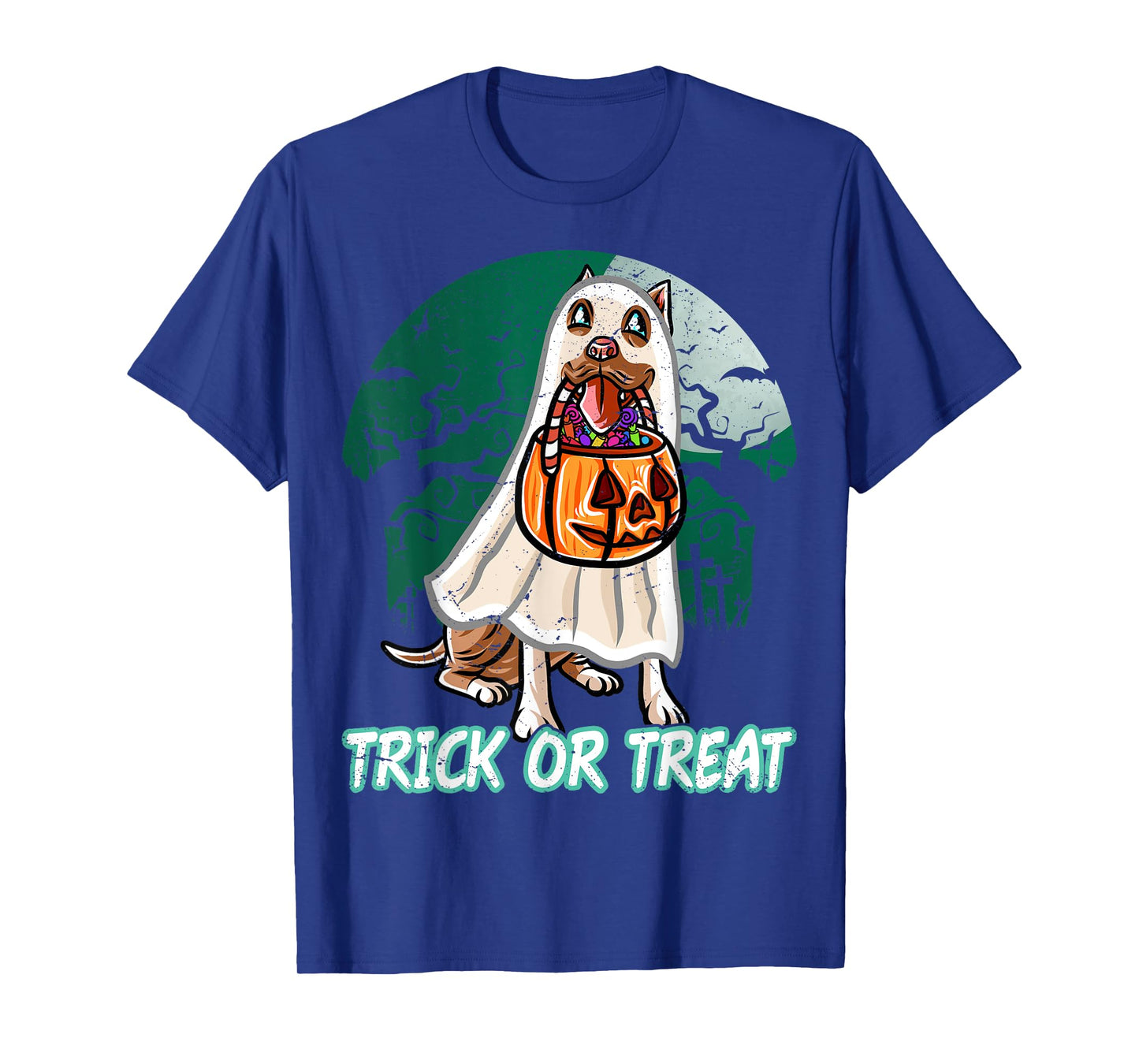 Pitbull Pittie Happy Halloween Costume Ghost T-Shirt