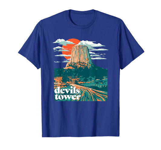 Retro Devils Tower Monument Vintage Design Graphic T-Shirt