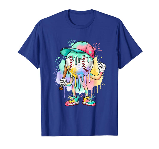 Ice Cream Drip Baseball Spots Baseball Drip for Girls Boys T-Shirt