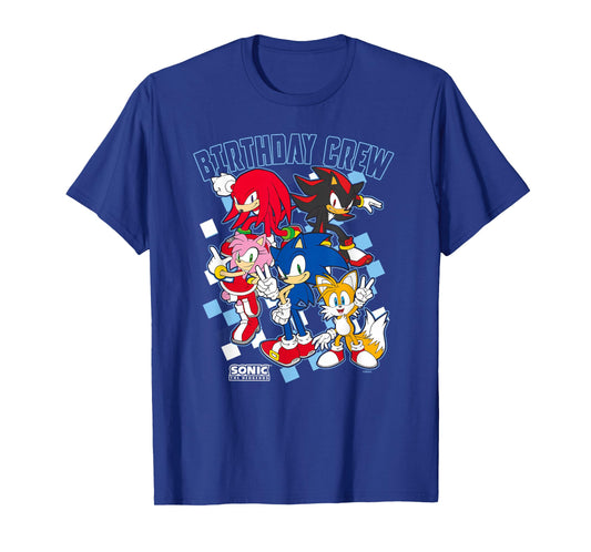 Sonic The Hedgehog Birthday Cre Group Shot Big Chest Logo T-Shirt