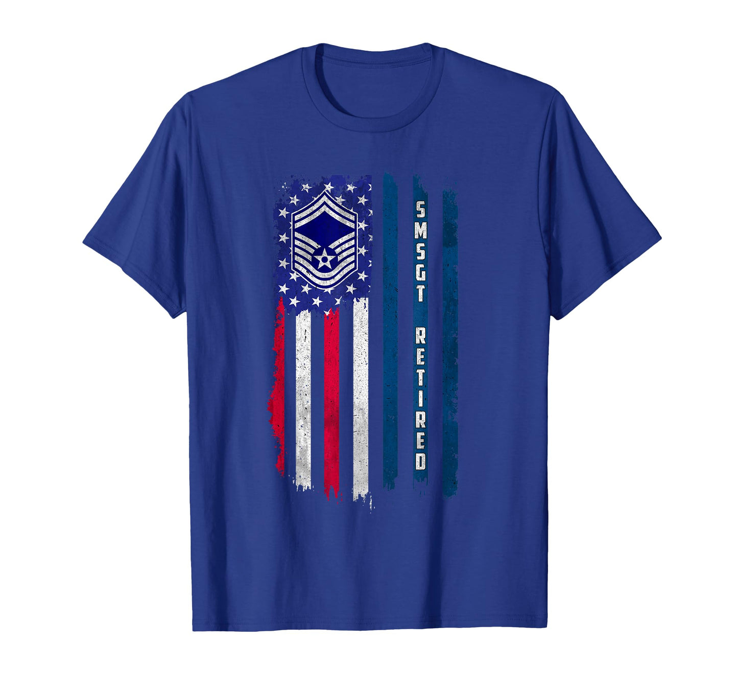 Retired E-8 Senior Master Sergeant SMSgt Rank American Flag T-Shirt