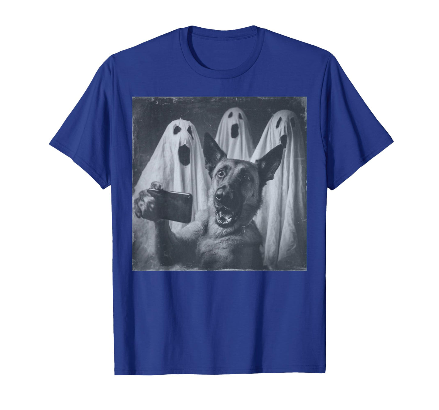 Funny Belgian Malinois Selfie Halloween Ghost Retro T-Shirt