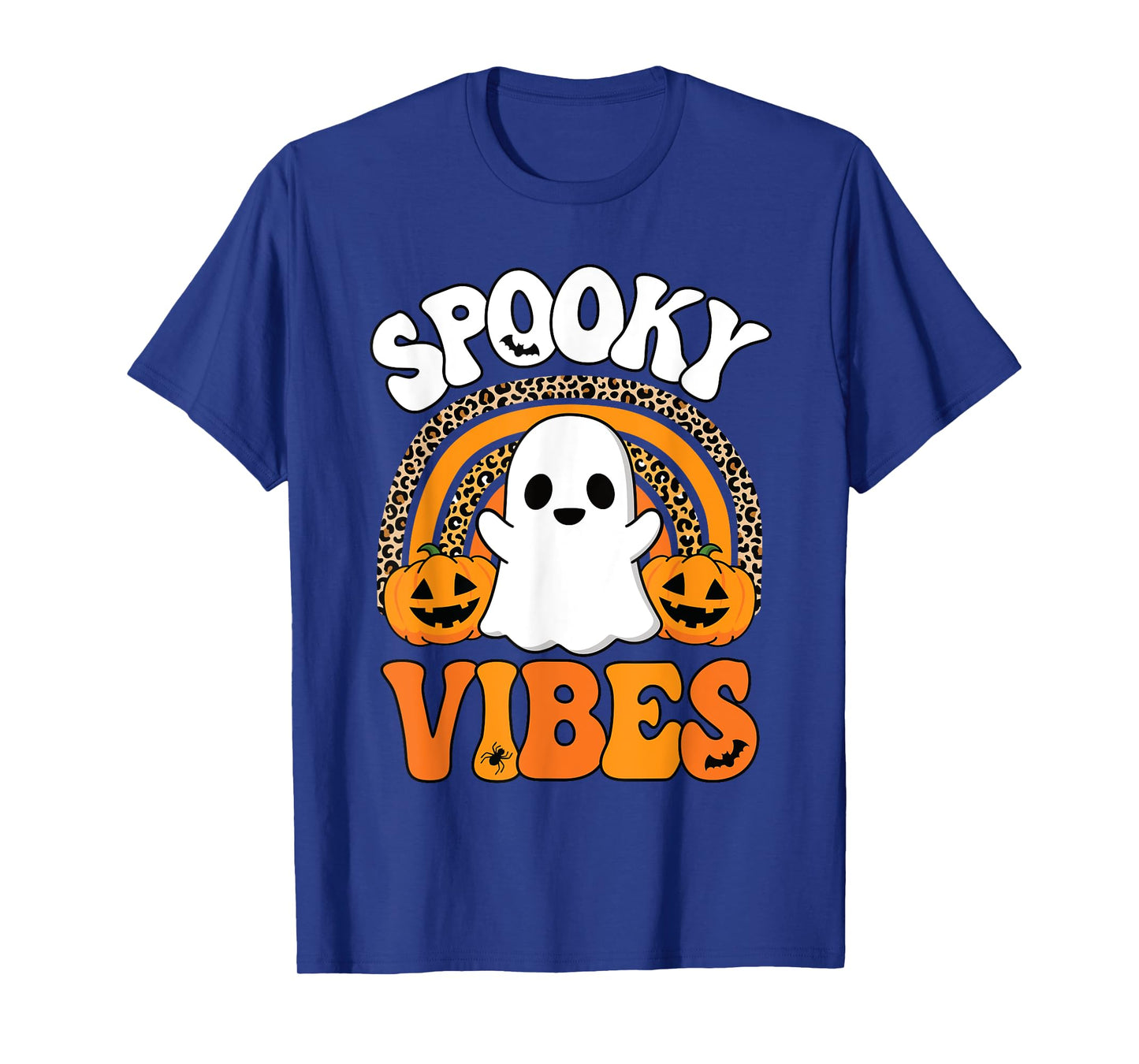 Spooky Vibes Ghost Pumpkin Halloween Rainbow Men Women Kids T-Shirt
