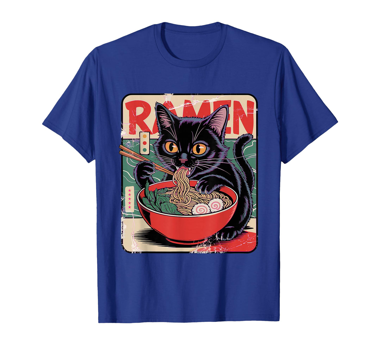 Cat Ramen Anime Design For Women Men Kids Adults Funny Cat T-Shirt