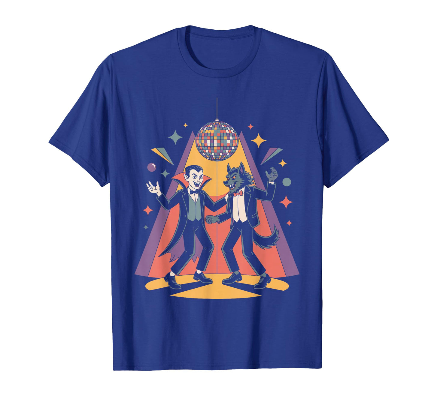 Vampire and Werewolf Dancing Monster Disco Party Halloween T-Shirt