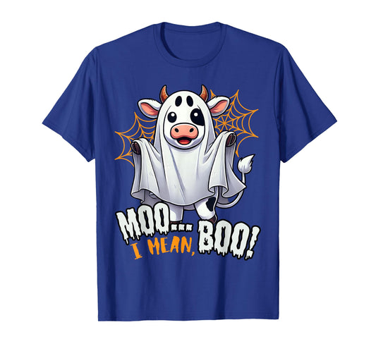 Moo I Mean Boo Funny Cow Ghost Halloween 2025 Costume T-Shirt
