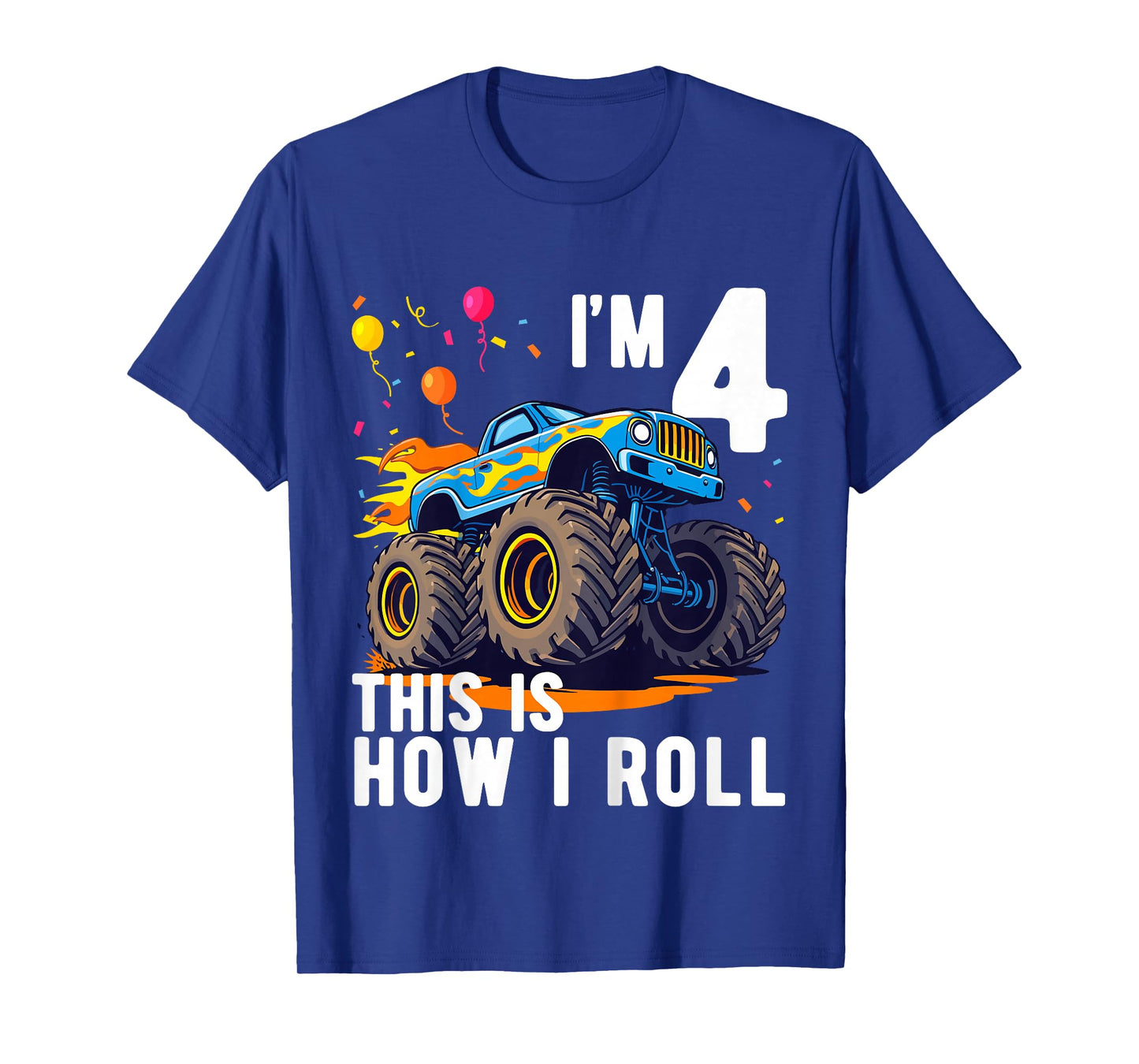 Kids Birthday Monster Truck 4 Year Old Boy 4th Birthday Party T-Shirt