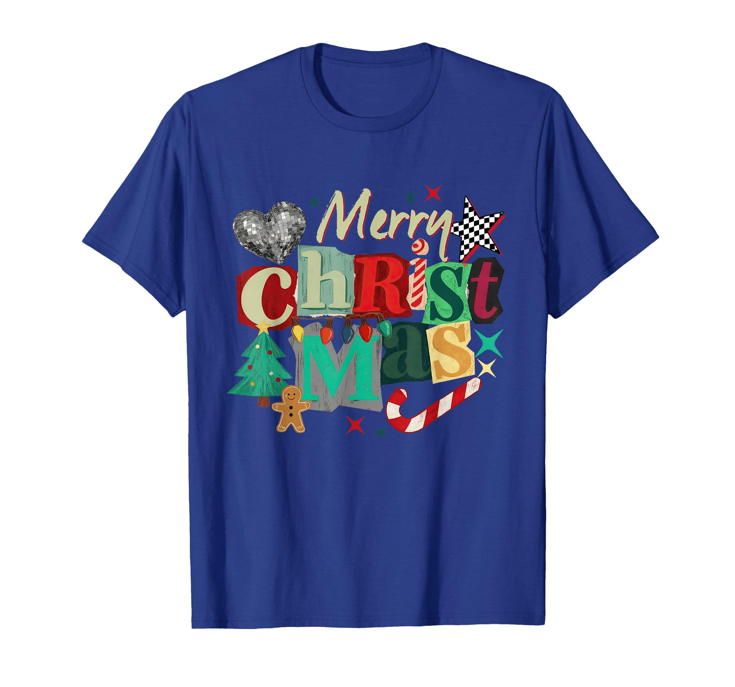 Merry Christmas Tree Gingerbread Man Candy Cane Xmas Holiday T-Shirt