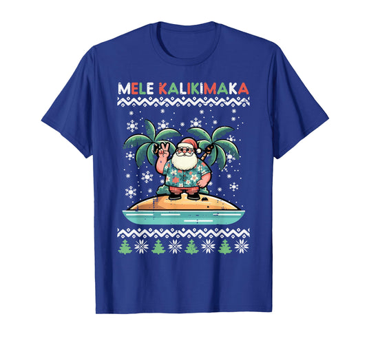 Christmas Santa Beach Mele Kalikimata Xmas Men Women Kids T-Shirt