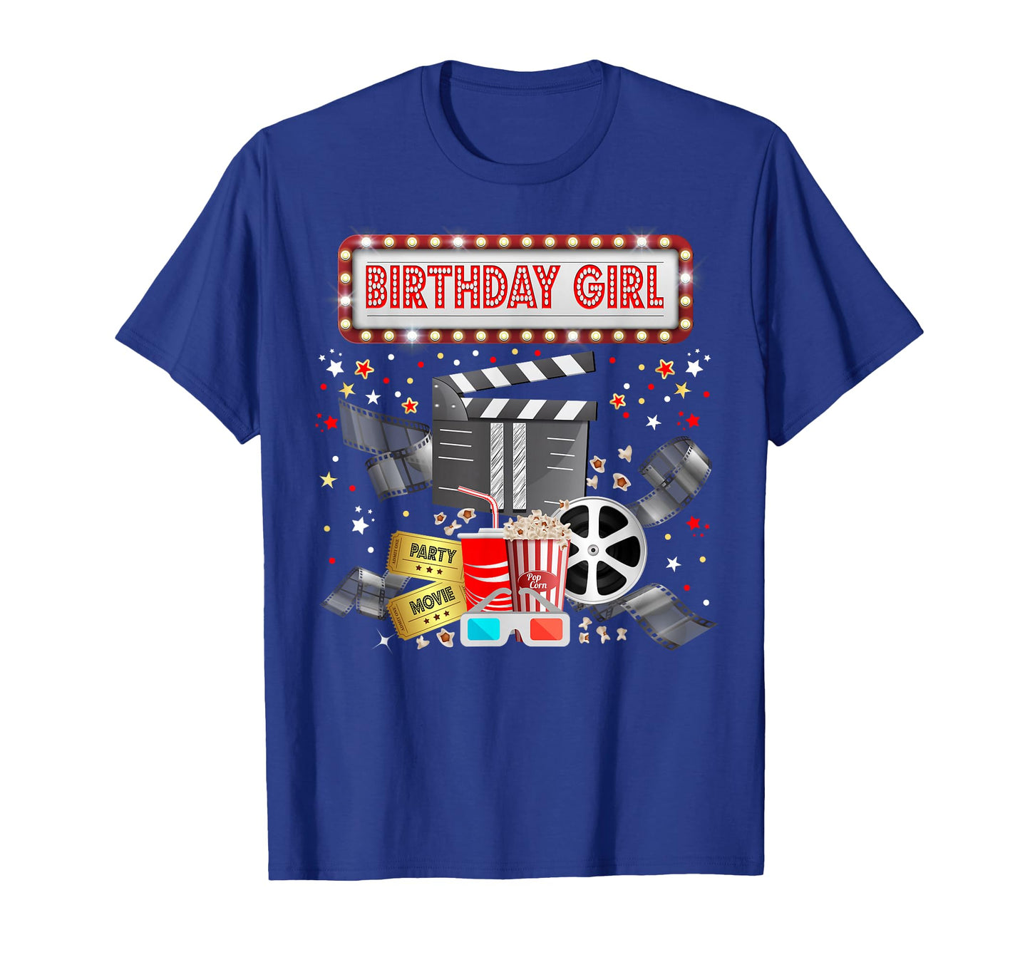 Movie Night Birthday Party Pajama Slumber Popcorn Cinema T-Shirt