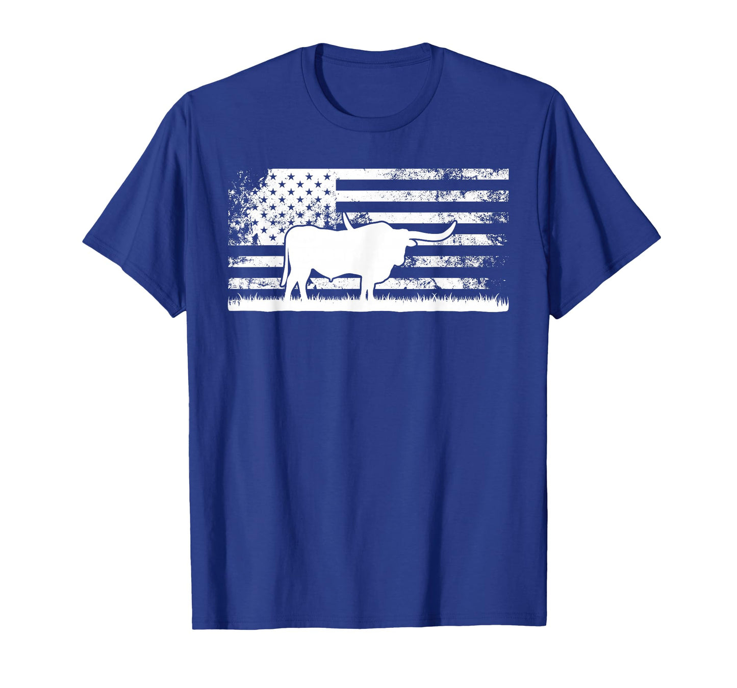 American Flag USA - Texas Longhorn Cow for Cattle Farmer T-Shirt