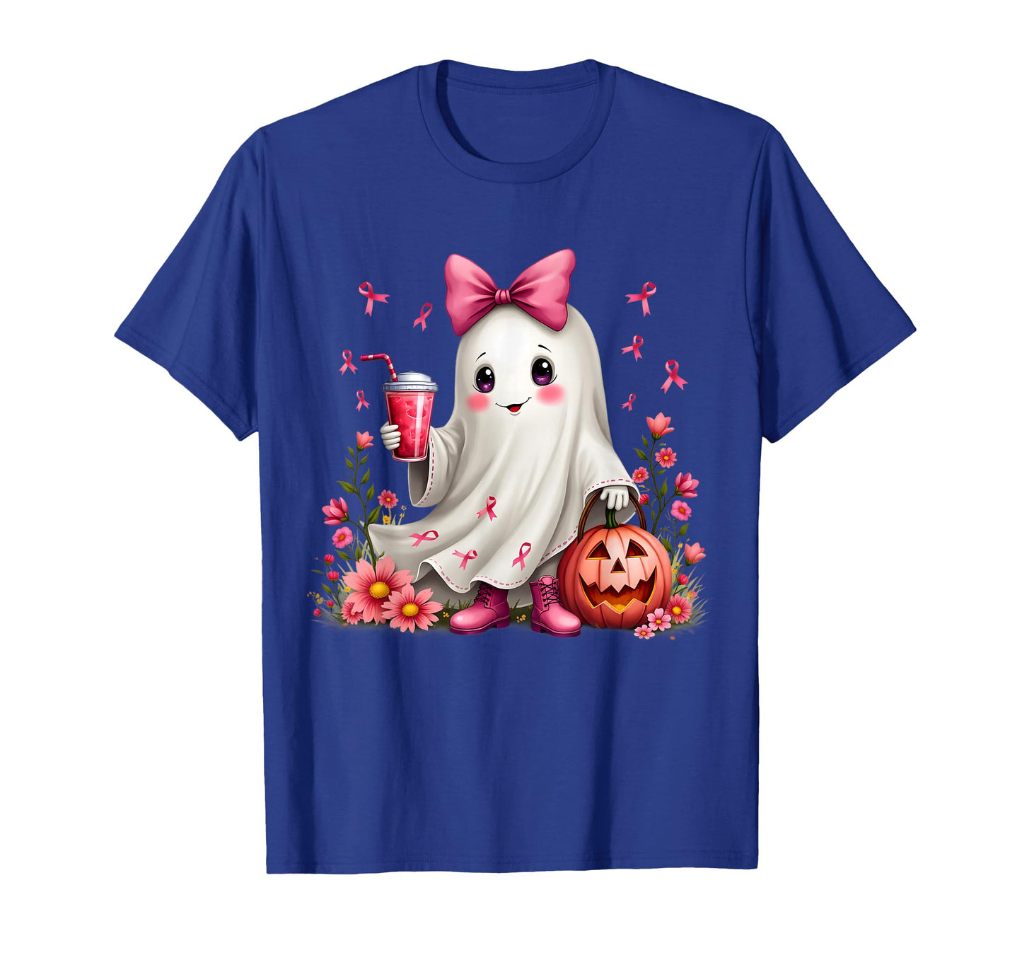 In October We Wear Pink Ghost Breast Cancer Awareness T-Shirt