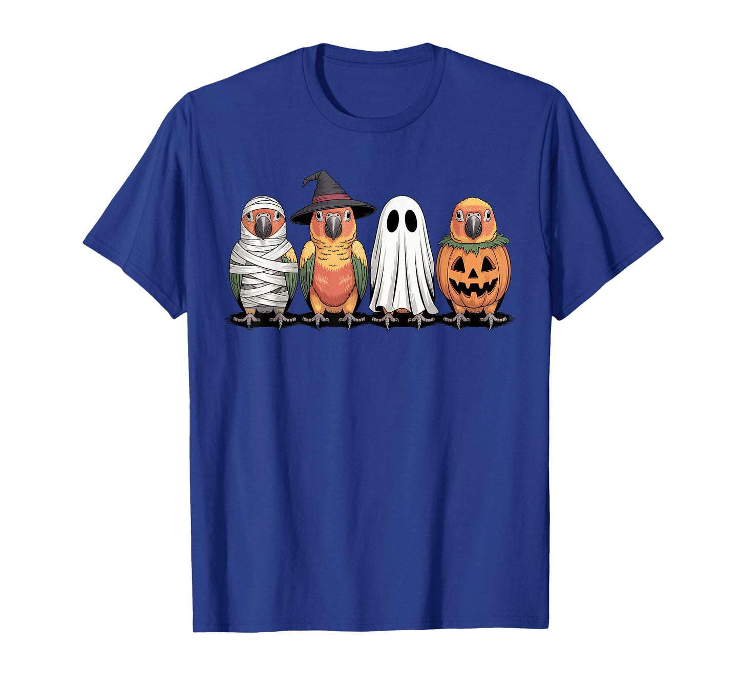 Spooky Ghost Sun Conure Bird Pumpkin Halloween Skeleton T-Shirt