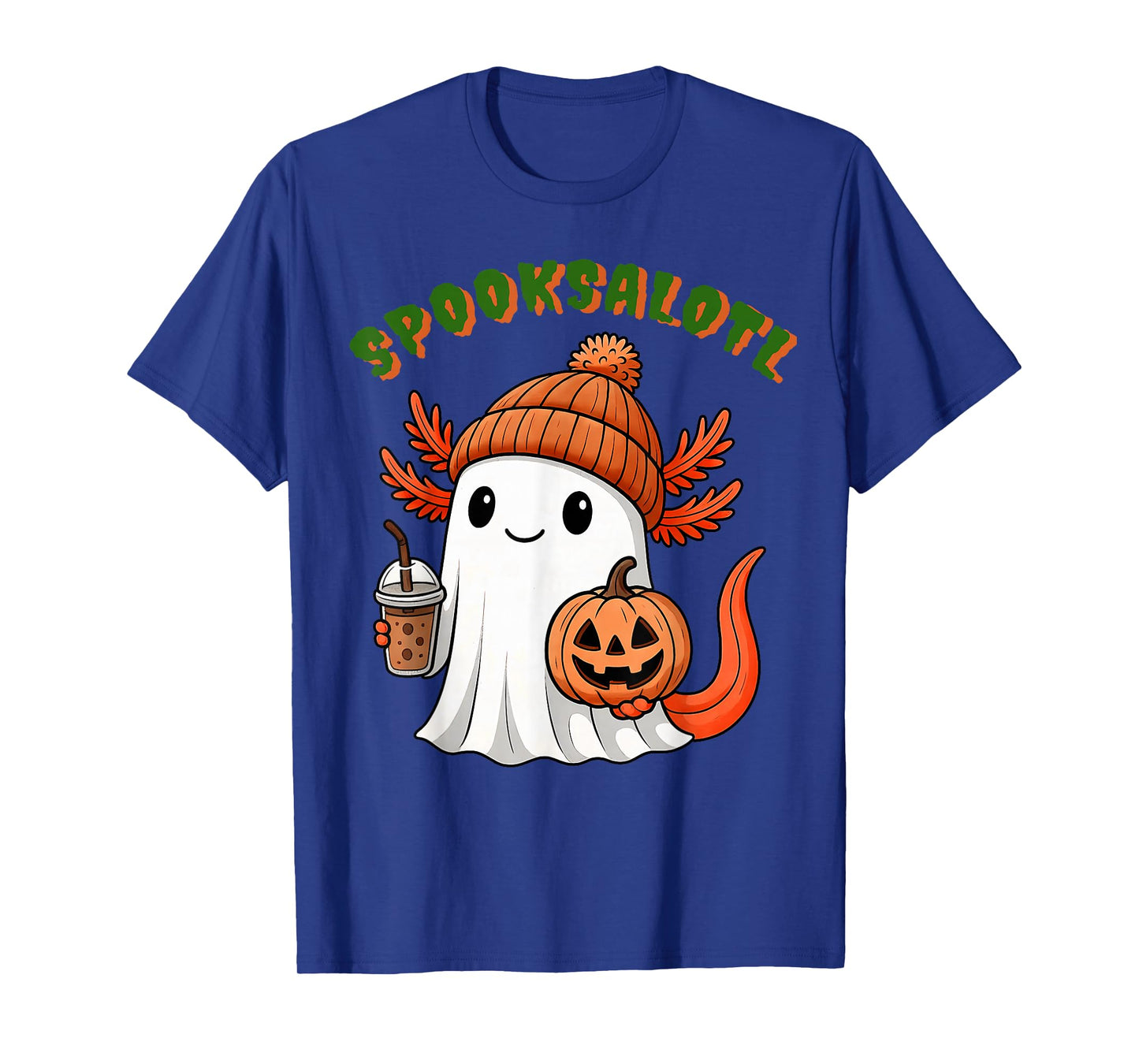 Spooksalotl Funny Spooky Axolotl Ghost Halloween Kids Youth T-Shirt