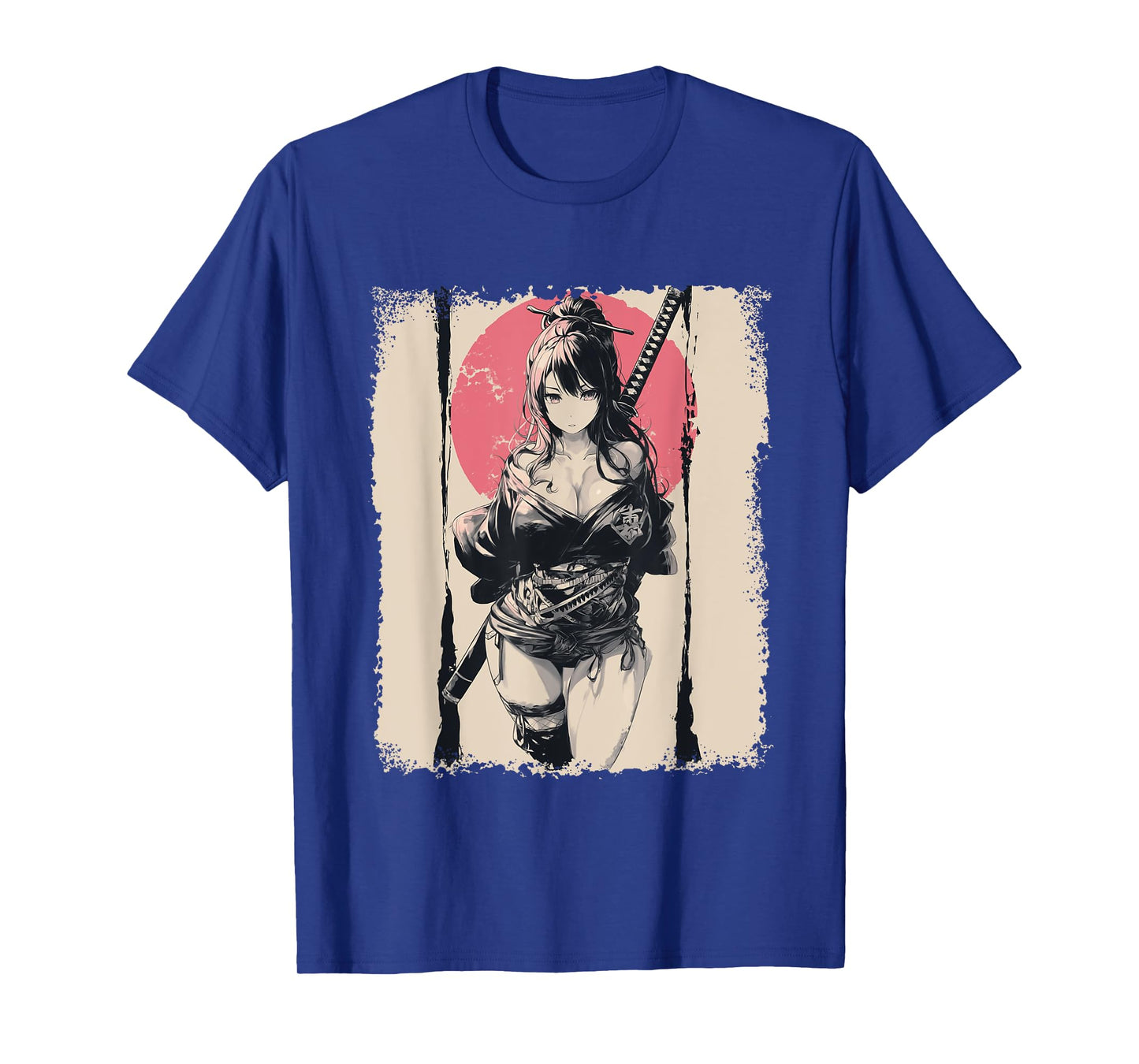 Sexy Anime Girl japanese Samurai Red Sun T-Shirt