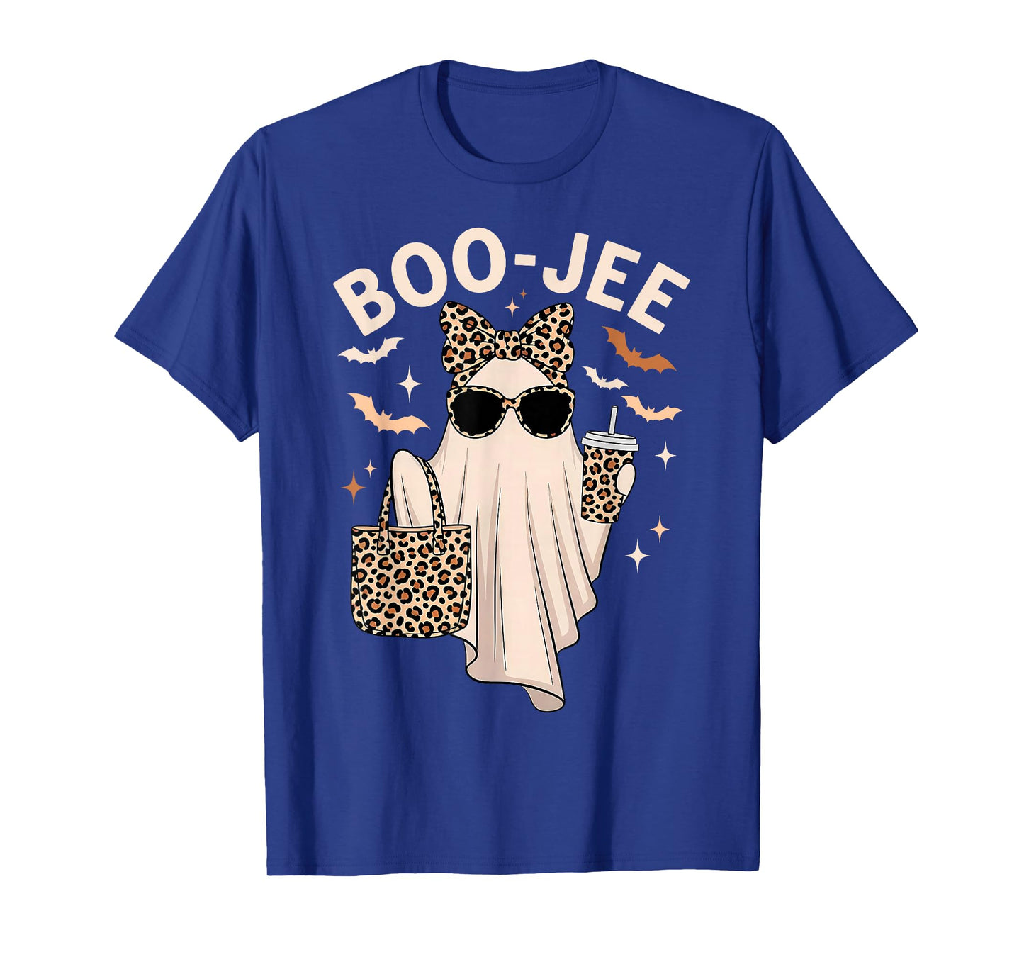 Halloween Boo JEE Cute Leopard Ghost Coffee Boujee Women T-Shirt